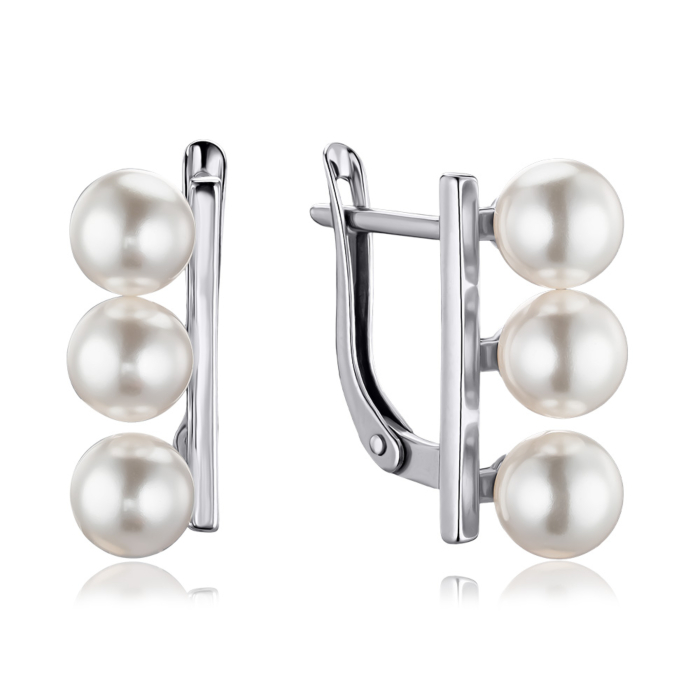 Срібні сережки з штучними перлами 41290/12/1/21384