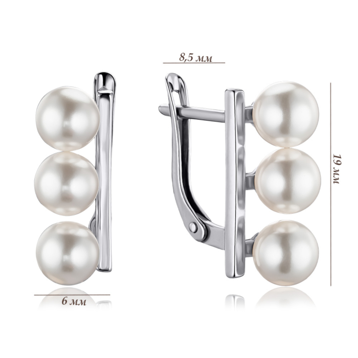 Срібні сережки з штучними перлами 41290/12/1/21384