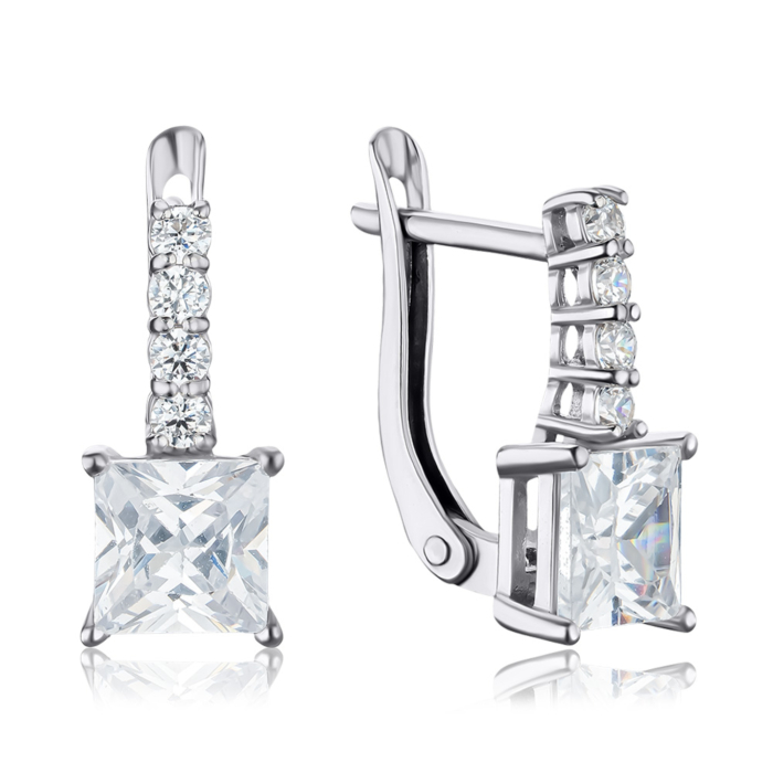 Срібні сережки з фіанітами 41294/12/1/4302