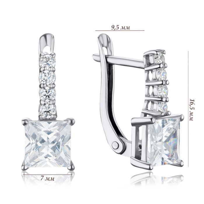 Срібні сережки з фіанітами 41294/12/1/4302
