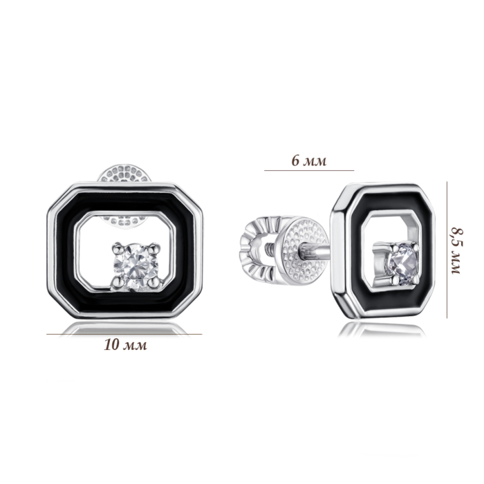 Серебряные серьги с эмалью и фианитом 41297/12/1/1088