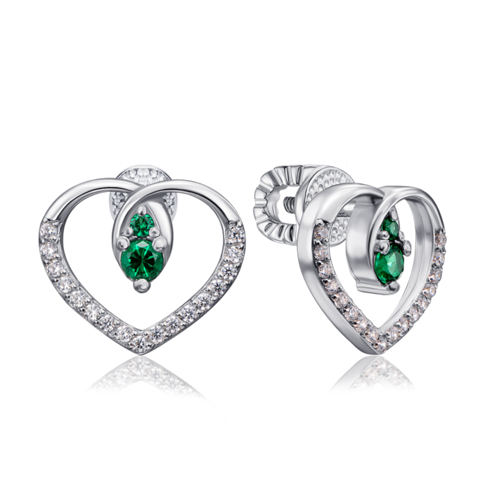 Срібні сережки-пусети з фіанітами. Артикул 41308/12/1/4267