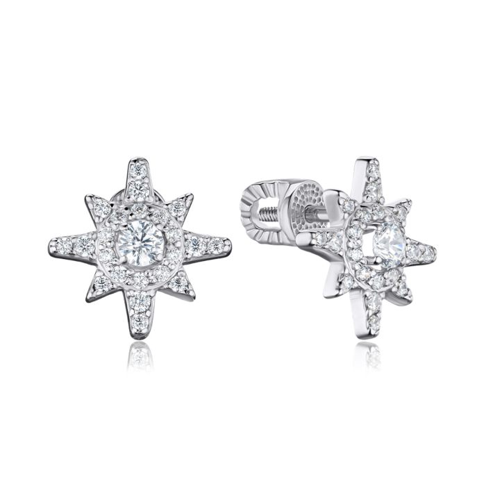 Срібні сережки з фіанітами 41311/12/1/409