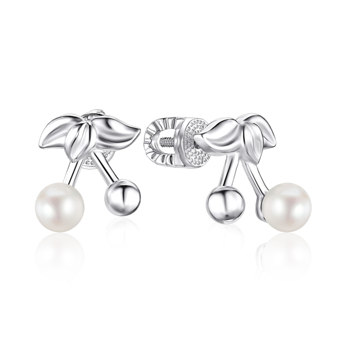 Серебряные серьги с жемчугом. Артикул 41327/12/1/2154