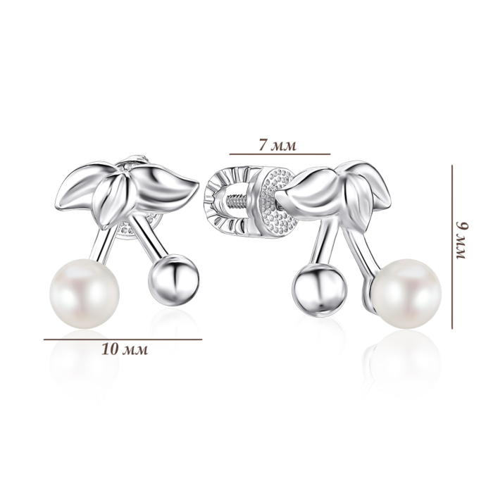 Серебряные серьги с жемчугом. Артикул 41327/12/1/2154