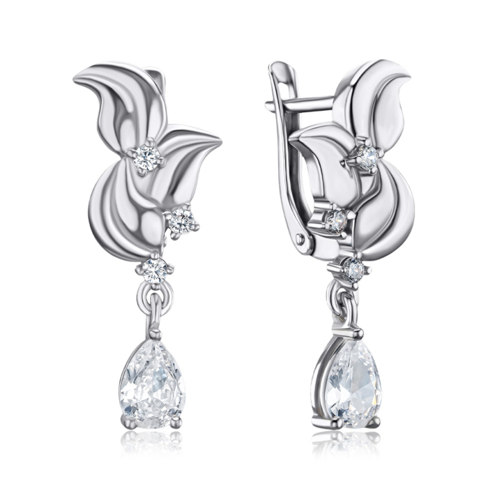 Срібні сережки з фіанітами 41328/12/1/21298