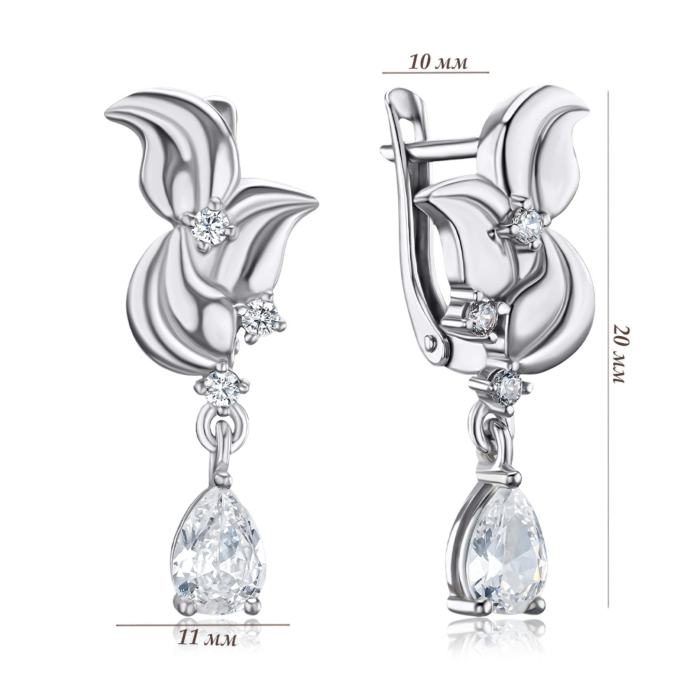 Срібні сережки з фіанітами 41328/12/1/21298