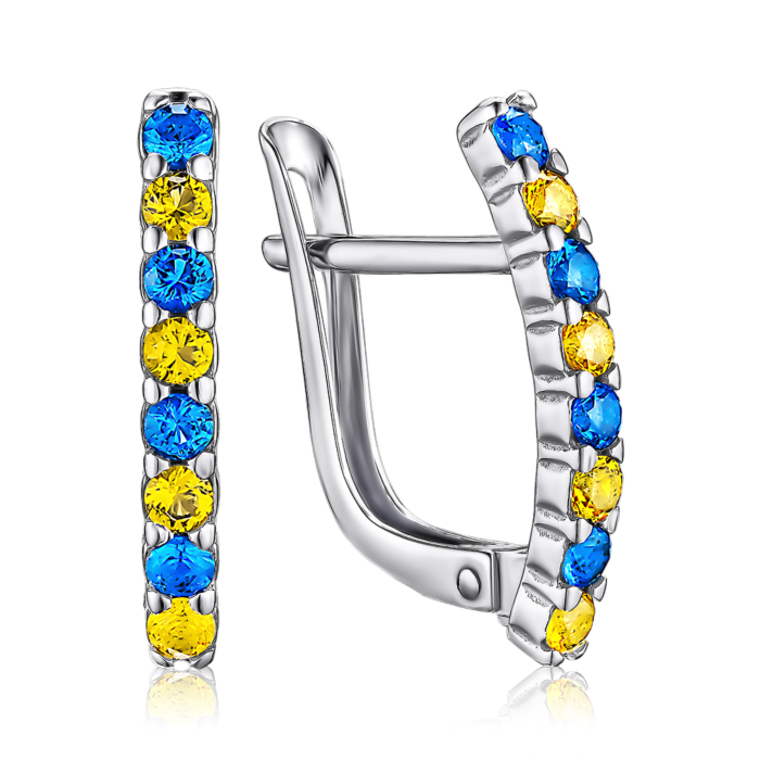 Срібні сережки з фіанітами. Артикул 41353/12/1/4475