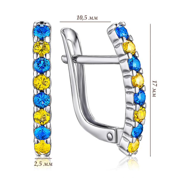 Срібні сережки з фіанітами. Артикул 41353/12/1/4475