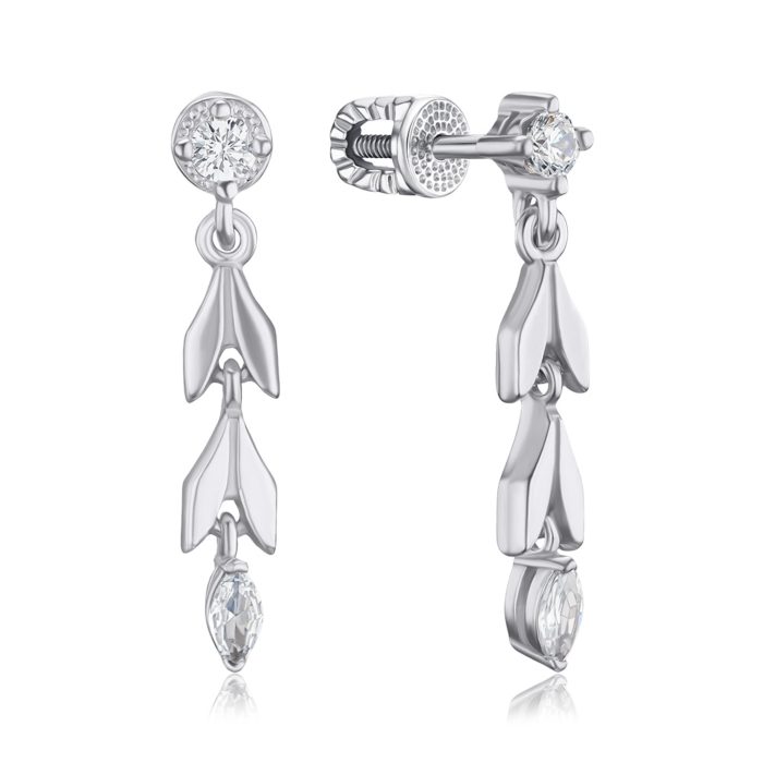 Срібні сережки з фіанітами 41380/12/1/3066