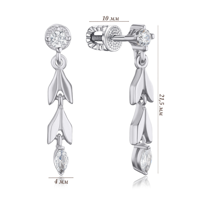 Срібні сережки з фіанітами 41380/12/1/3066