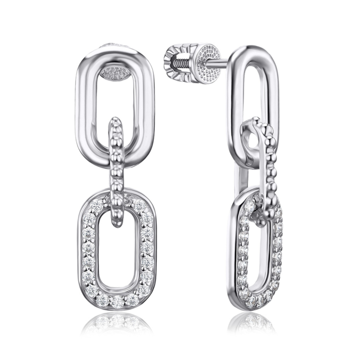 Срібні сережки з фіанітами 41391/12/1/13