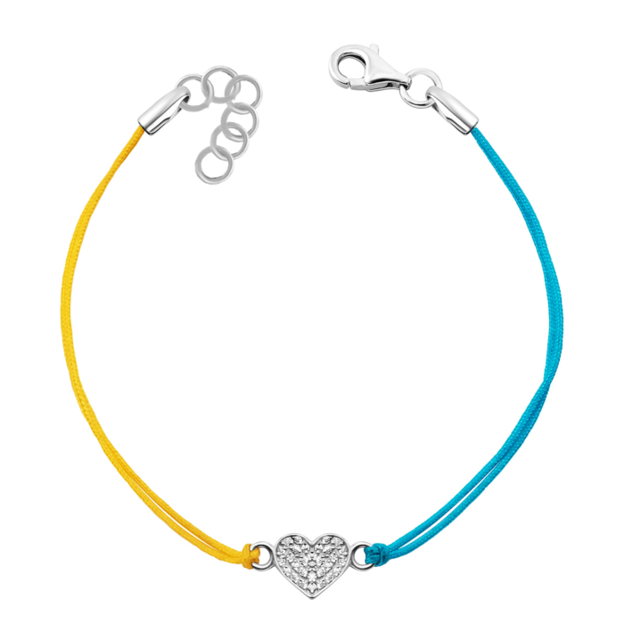 Браслет на нити Сердце с фианитами. Артикул UG54140_1u