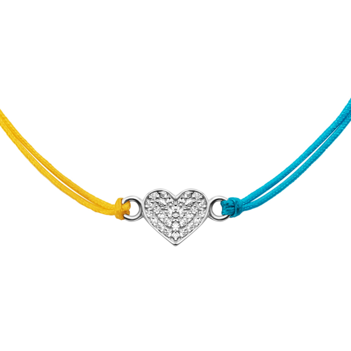 Браслет на нити Сердце с фианитами. Артикул UG54140_1u
