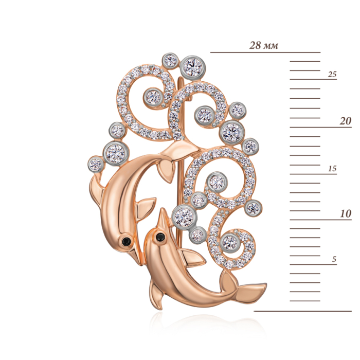 Золотая брошь с фианитами. Артикул 4142/01/1/4042