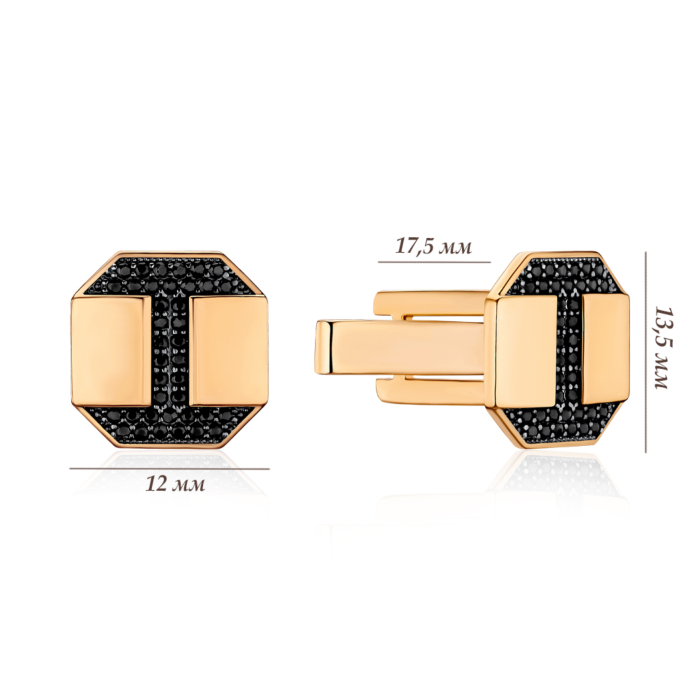 Золоті запонки з фіанітами 4154/01/1/526