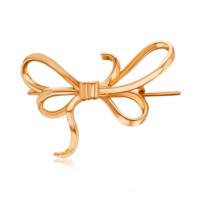 Золотая брошь «Бант» без вставки 4157/01/0