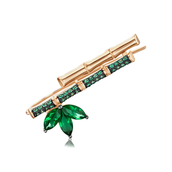 Золотая брошь с фианитами 4160/01/1/21373