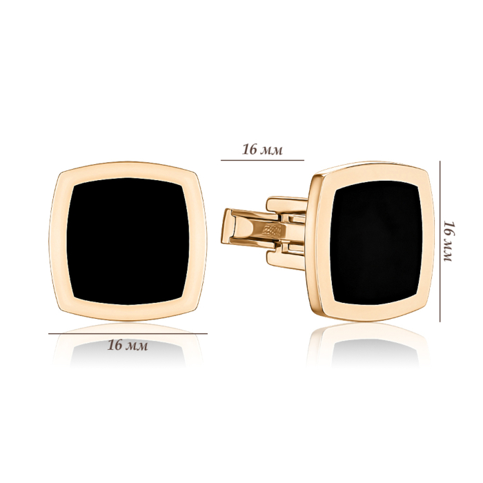Золоті запонки з чорною емаллю 4165/01/0/389