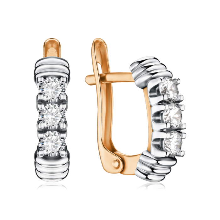 Золотые серьги с фианитами 430971