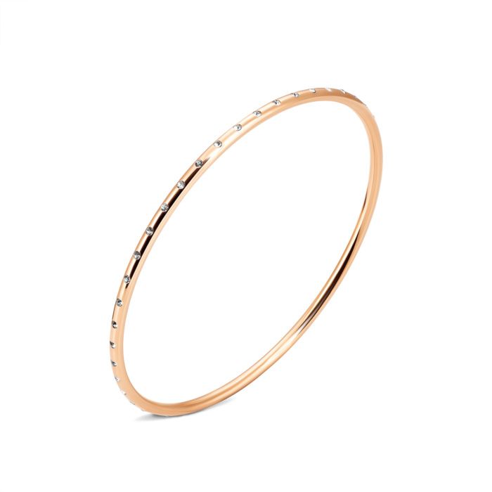 Золотий жорсткий браслет з фіанітами. Артикул UG55/12/006