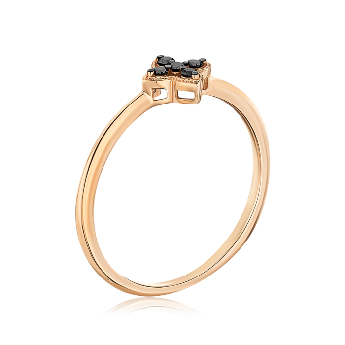 Каблучка з червоного золота з чорними діамантами 500009/01/1/11762