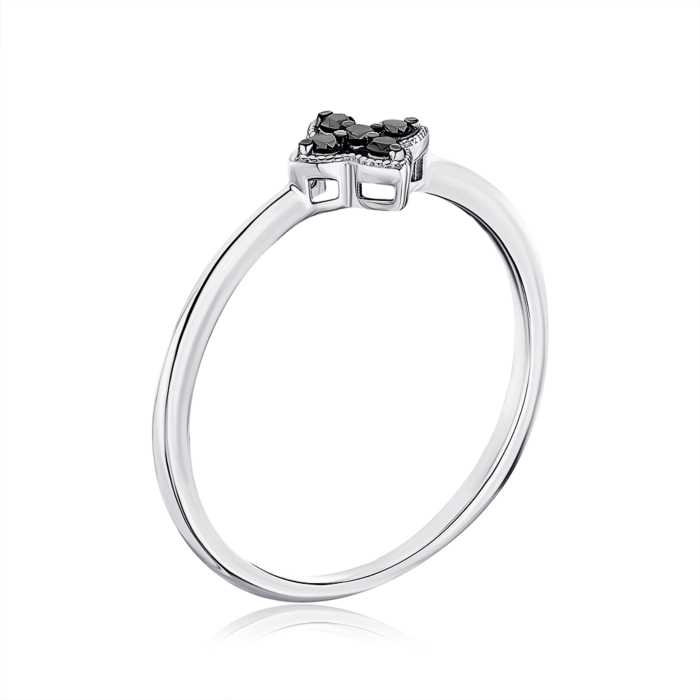 Каблучка з білого золота з чорними діамантами 500009/02/1/11762