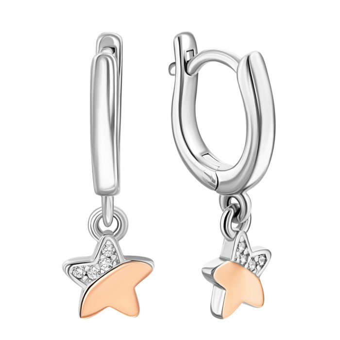 Срібні сережки-підвіски з фіанітами. Артикул UG5500846-СЗНРл.к