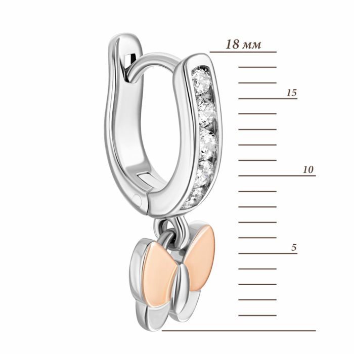 Срібні сережки-підвіски з фіанітами. Артикул UG5500849-СЗНРл.к