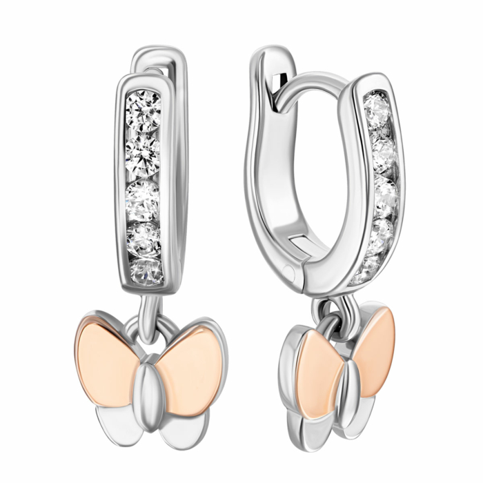 Срібні сережки-підвіски з фіанітами. Артикул UG5500849-СЗНРл.к