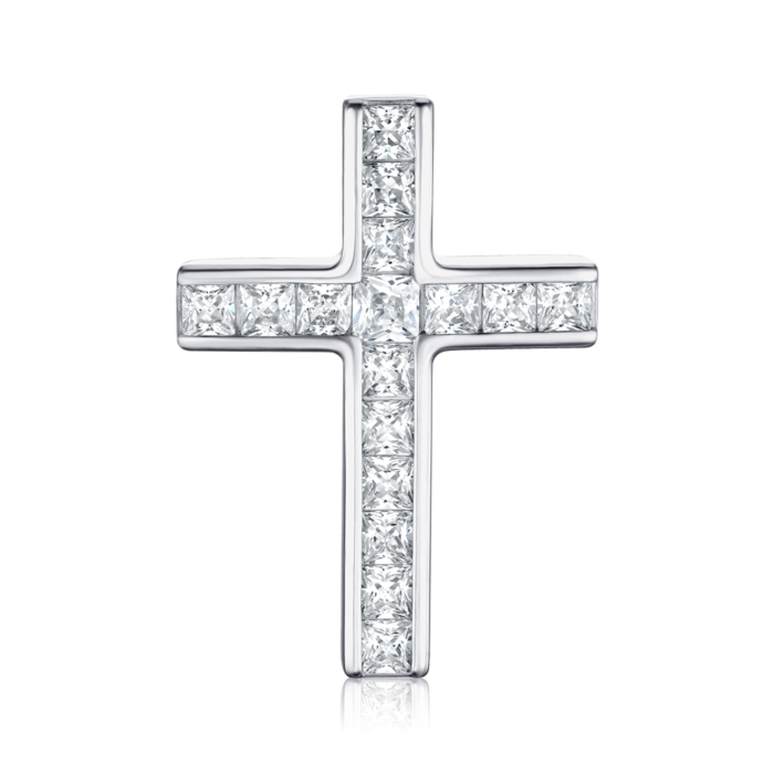 Срібний хрестик з фіанітами 500875-Кр.Р л.к