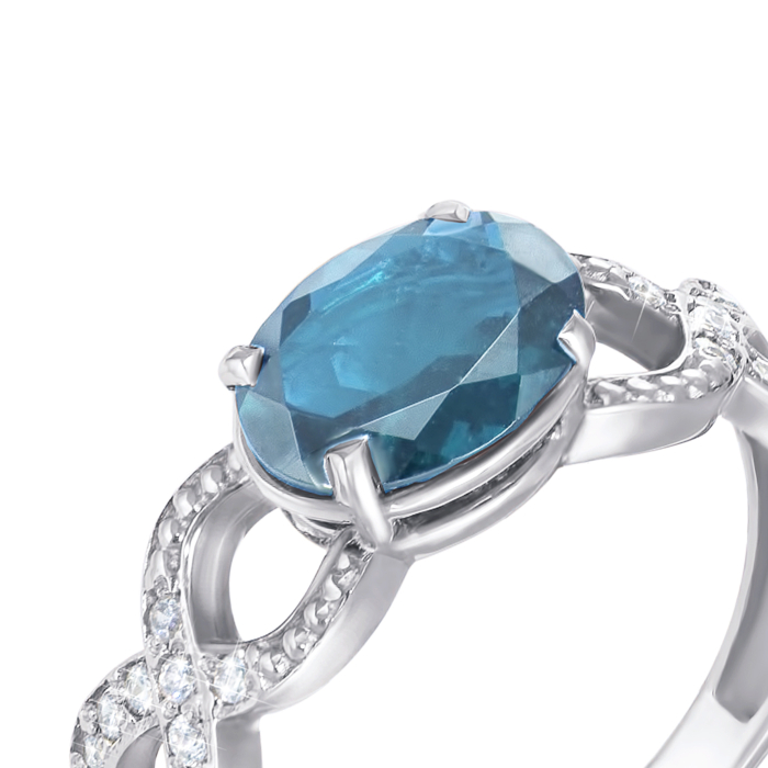 Золота каблучка з топазом і фіанітами. Артикул 50184/б топ с