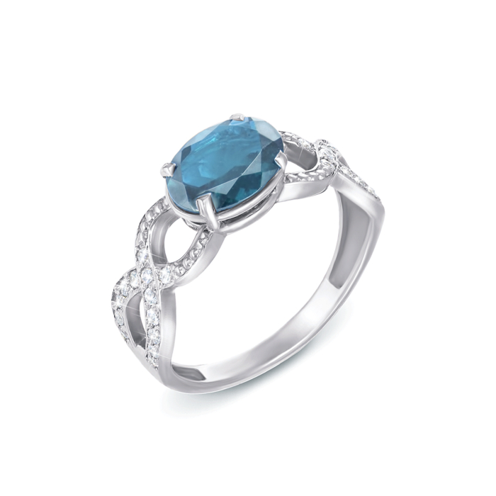 Золота каблучка з топазом і фіанітами. Артикул 50184/б топ с