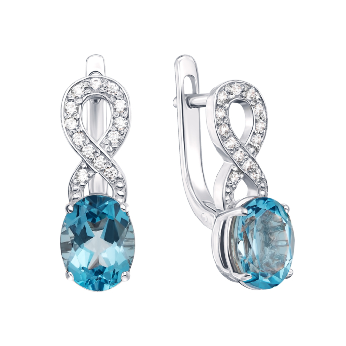 Золоті сережки з топазом і фіанітами. Артикул 50250/б топ к