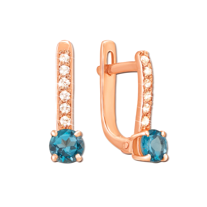 Золоті сережки з топазом і фіанітами. Артикул 50251/топ к