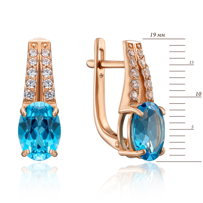 Золотые серьги с топазом и фианитами. Артикул 50253/топ к