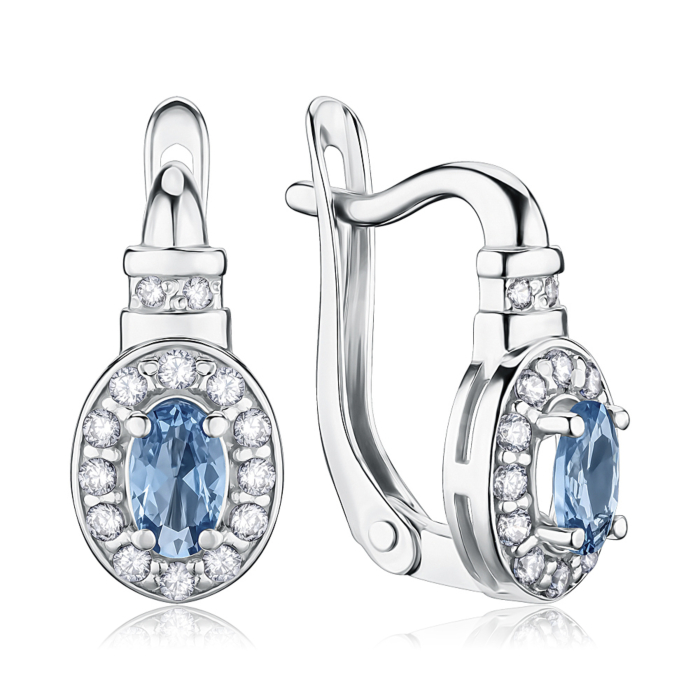 Срібні сережки зі шпінеллю та фіанітами. Артикул 50274/12/1/1532