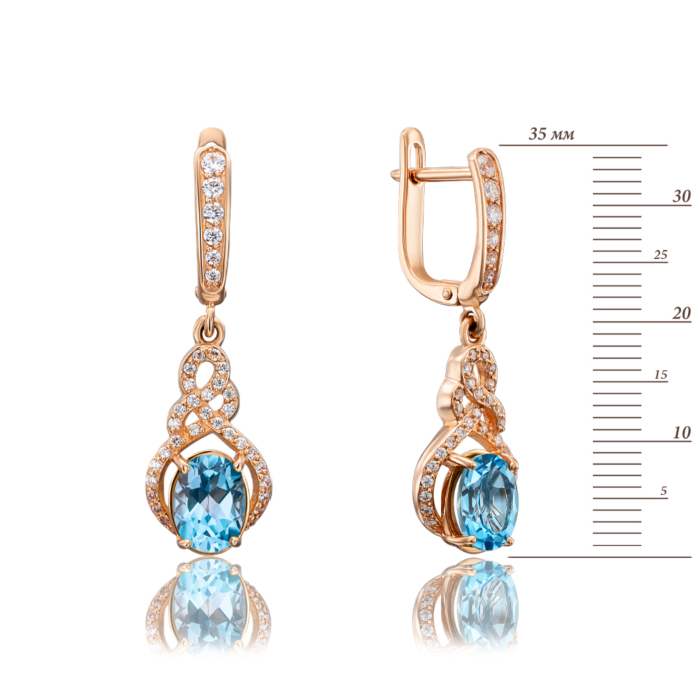 Золотые серьги-подвески с топазом и фианитами (50321/01/0/5066)