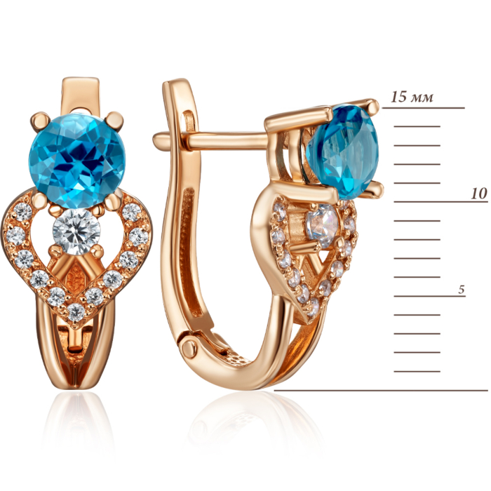 Золоті сережки з топазом і фіанітами. Артикул 50326/топ к