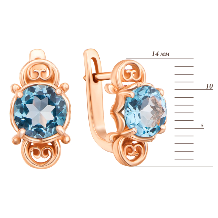 Золоті сережки з топазом. Артикул 50342/топ