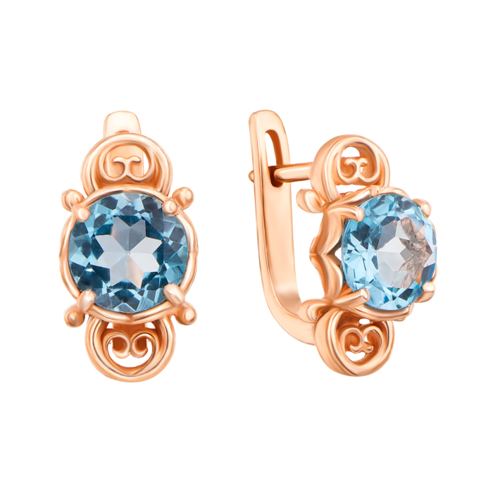 Золоті сережки з топазом. Артикул 50342/топ