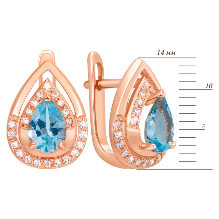 Золотые серьги с топазом и фианитами. Артикул 50352/01/0/5000