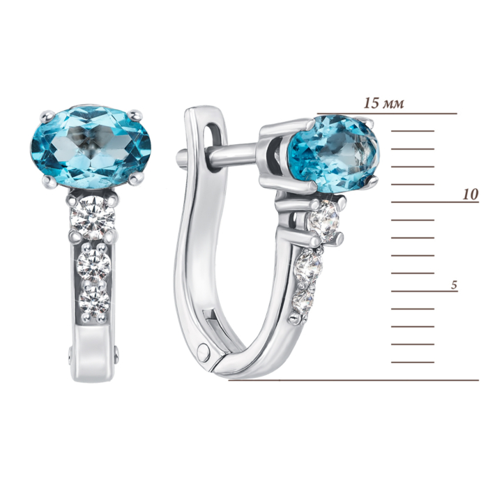 Золотые серьги с топазом и фианитами. Артикул 50380/б топ