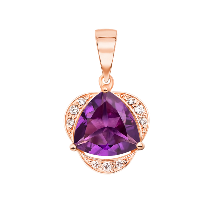 Золота підвіска з аметистом і фіанітами. Артикул 50440/ам кс