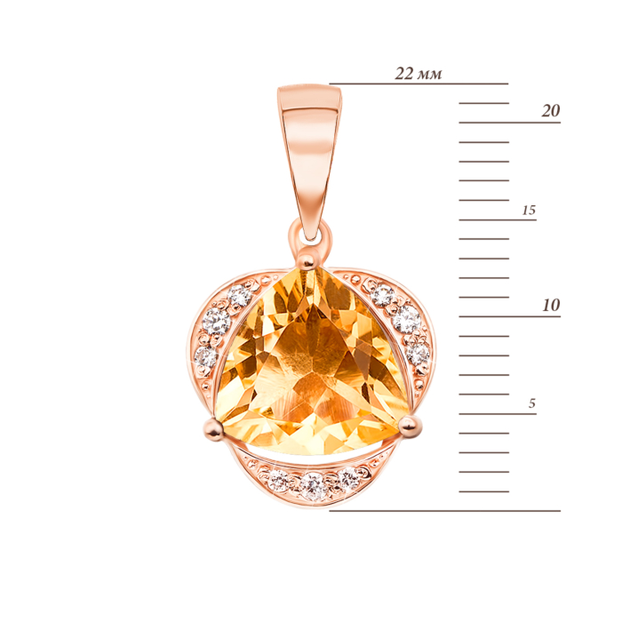 Золота підвіска з цитрином і фіанітами. Артикул 50440/ц кс