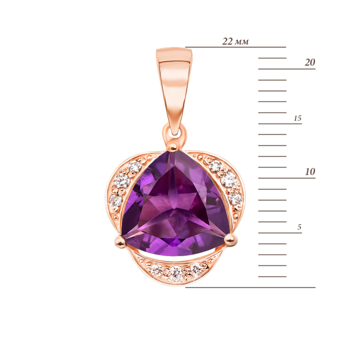 Золота підвіска з аметистом і фіанітами. Артикул 50440/ам кс