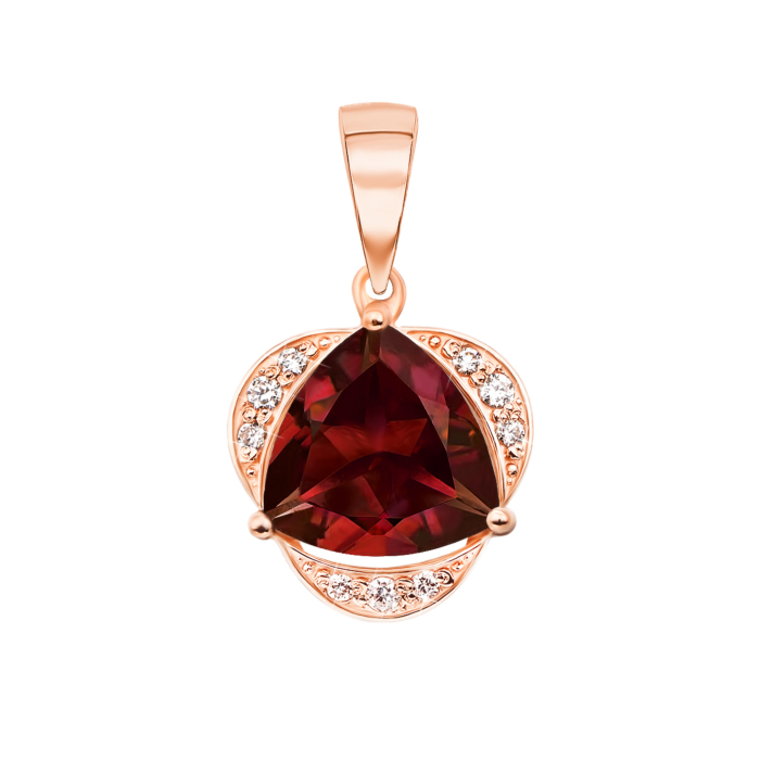 Золота підвіска з гранатом і фіанітами. Артикул 50440/01/0/5166