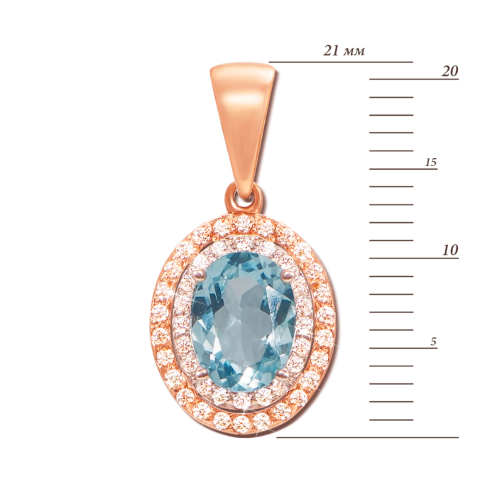 Золота підвіска з топазом і фіанітами. Артикул 50442/01/1/5028