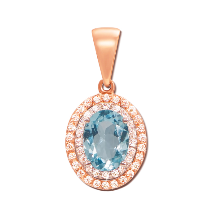 Золота підвіска з топазом і фіанітами. Артикул 50442/01/1/5028