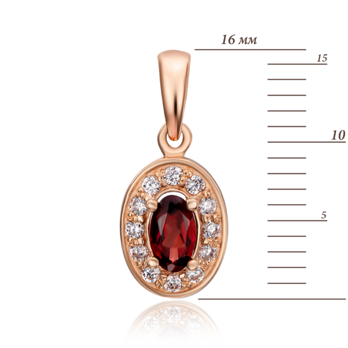 Золота підвіска з гранатом і фіанітами. Артикул 50445/01/0/5369 (50445/гр кс)